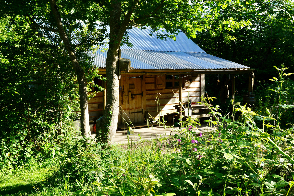 outside Idaho log cabin