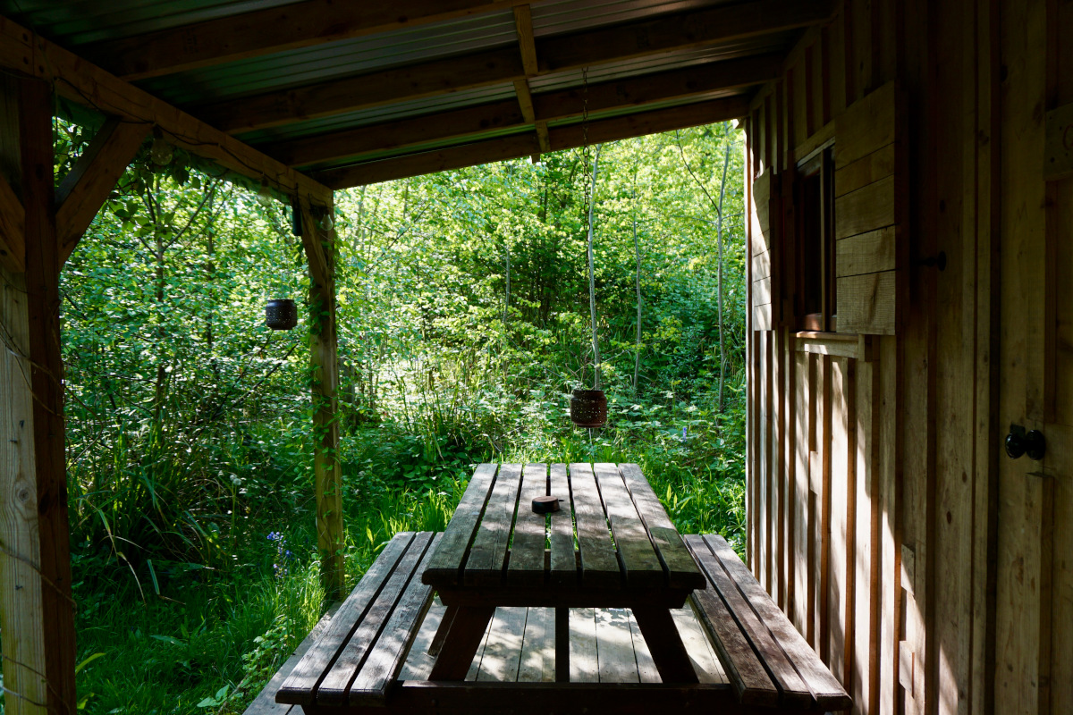 Outside Orinoco log cabin