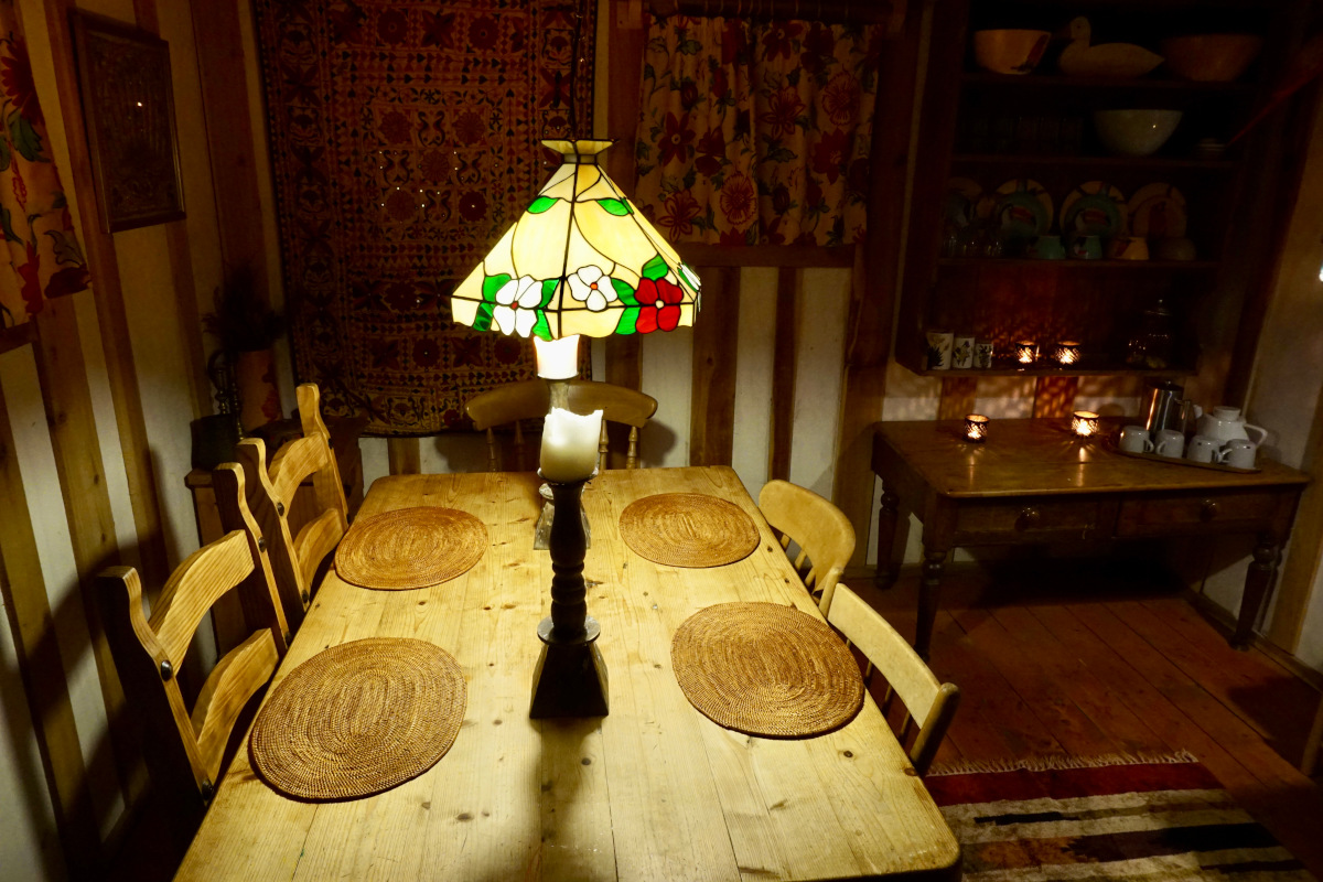 Inside Orinoco log cabin